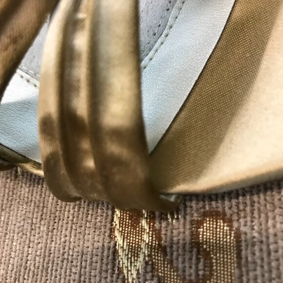 Gold-Dyed Satin Wedge Sandal, Formal Pump Wedding Shoe Comfortable - Picture 9 of 16